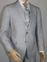 Men's ENZO 100% Linen Spring Summer Suit Light Weight Breathable E58302-4 Gray