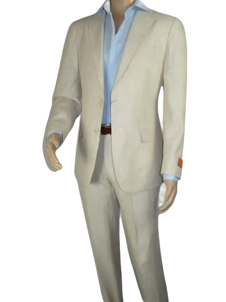 Men's ENZO Linen Spring Summer Suit Light Weight Breathable E58302-7 Natural