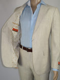 Men's ENZO Linen Spring Summer Suit Light Weight Breathable E58302-7 Natural