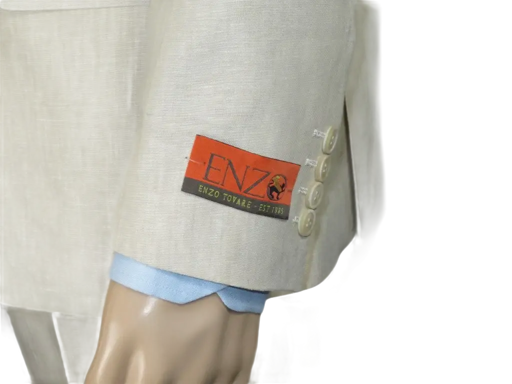 Men's ENZO Linen Spring Summer Suit Light Weight Breathable E58302-7 Natural