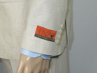 Men's ENZO Linen Spring Summer Suit Light Weight Breathable E58302-7 Natural