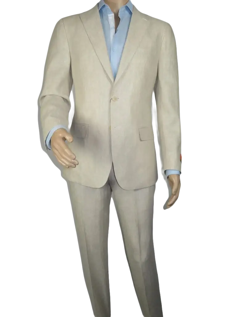 Men's ENZO Linen Spring Summer Suit Light Weight Breathable E58302-7 Natural