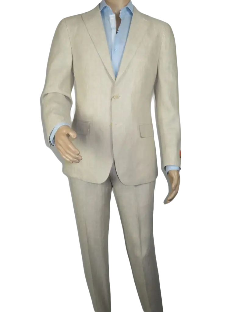 Men's ENZO Linen Spring Summer Suit Light Weight Breathable E58302-7 Natural