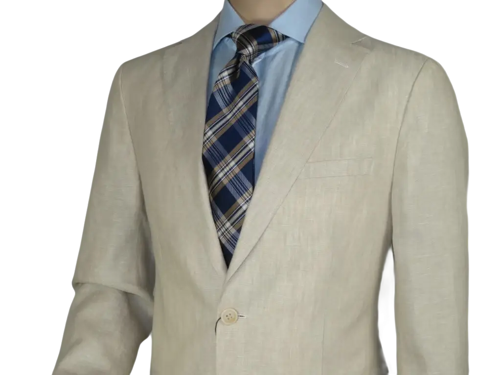 Men's ENZO Linen Spring Summer Suit Light Weight Breathable E58302-7 Natural