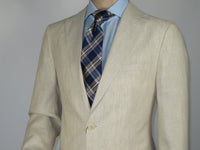Men's ENZO Linen Spring Summer Suit Light Weight Breathable E58302-7 Natural