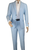 Men's ENZO Linen Spring Summer Suit Light Weight Breathable E58302-9 Light Blue