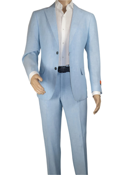 Men's ENZO Linen Spring Summer Suit Light Weight Breathable E58302-9 Light Blue