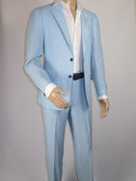 Men's ENZO Linen Spring Summer Suit Light Weight Breathable E58302-9 Light Blue