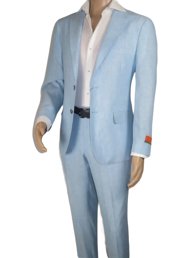 Men's ENZO Linen Spring Summer Suit Light Weight Breathable E58302-9 Light Blue