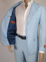 Men's ENZO Linen Spring Summer Suit Light Weight Breathable E58302-9 Light Blue