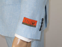 Men's ENZO Linen Spring Summer Suit Light Weight Breathable E58302-9 Light Blue