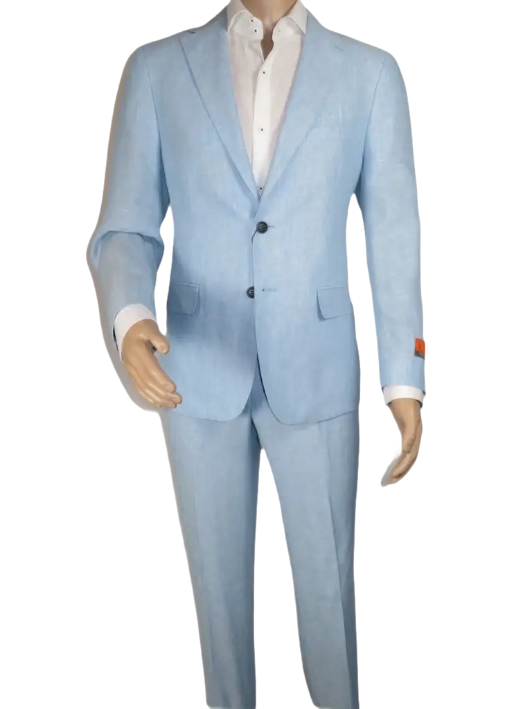Men's ENZO Linen Spring Summer Suit Light Weight Breathable E58302-9 Light Blue