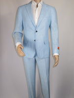 Men's ENZO Linen Spring Summer Suit Light Weight Breathable E58302-9 Light Blue