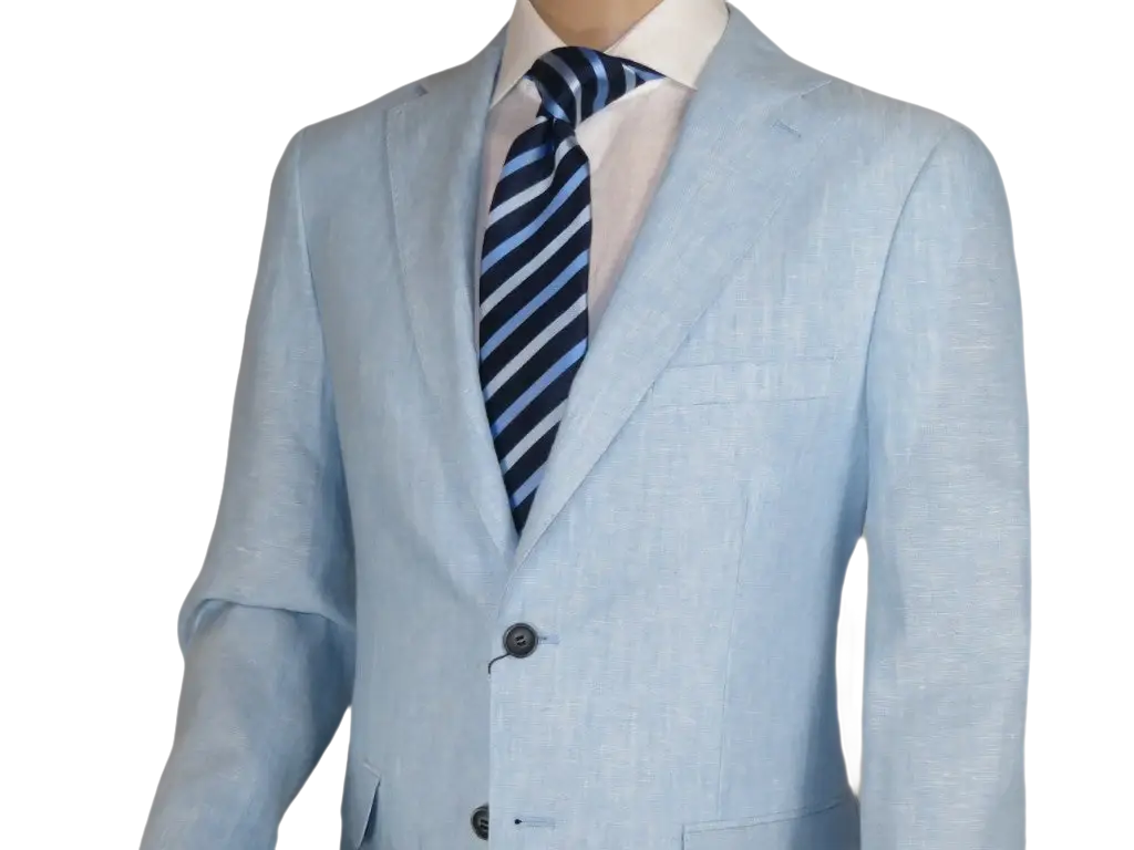 Men's ENZO Linen Spring Summer Suit Light Weight Breathable E58302-9 Light Blue