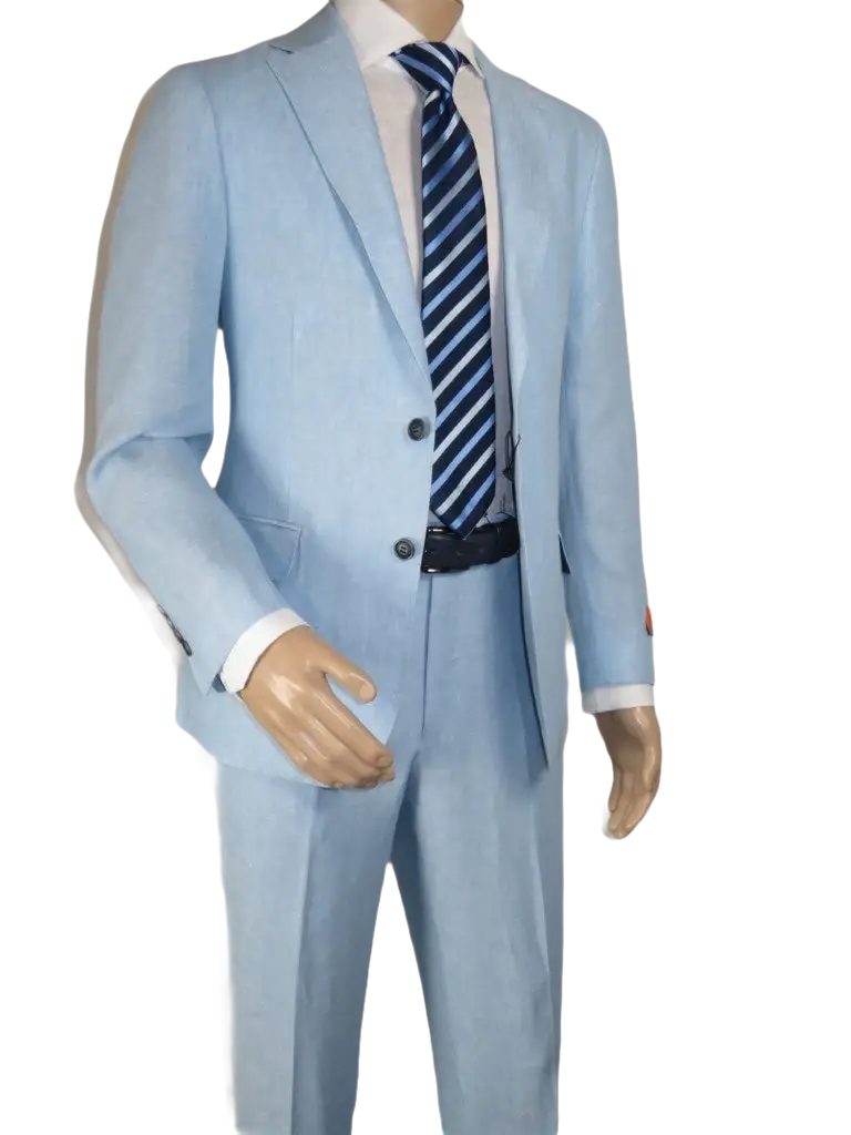 Men's ENZO Linen Spring Summer Suit Light Weight Breathable E58302-9 Light Blue