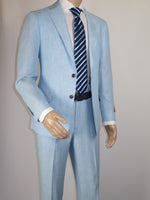Men's ENZO Linen Spring Summer Suit Light Weight Breathable E58302-9 Light Blue