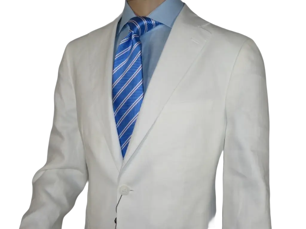 Men's ENZO Linen Spring Summer Suit Light Weight Breathable E58302-1 White