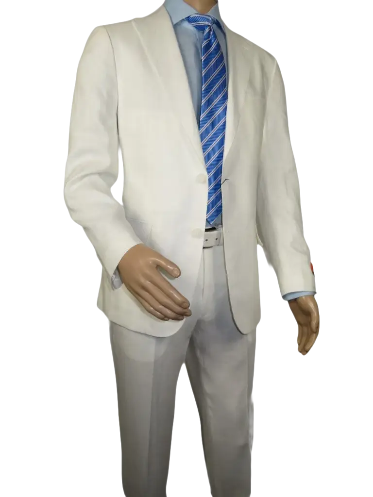Men's ENZO Linen Spring Summer Suit Light Weight Breathable E58302-1 White