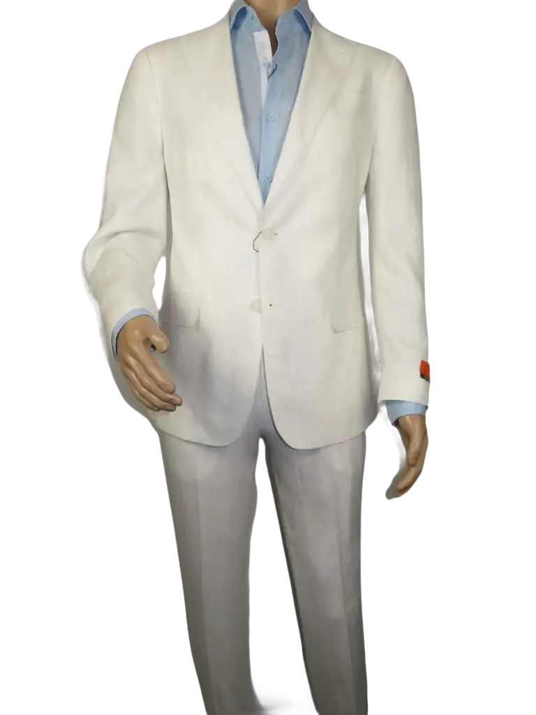 Men's ENZO Linen Spring Summer Suit Light Weight Breathable E58302-1 White