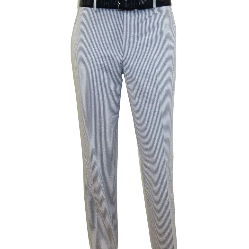 Men's Seersucker Suit Light Weight 100% Cotton By ENZO E58303-1 Blue