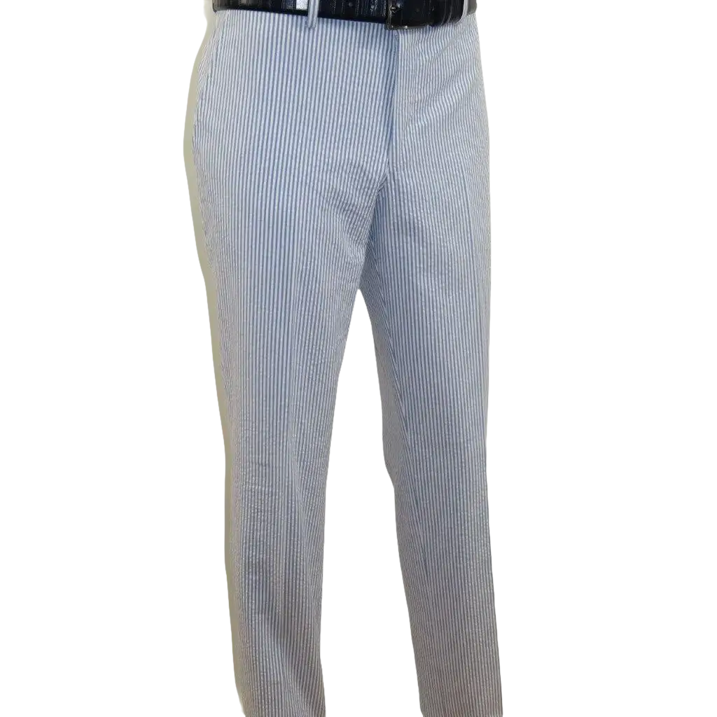 Men's Seersucker Suit Light Weight 100% Cotton By ENZO E58303-1 Blue
