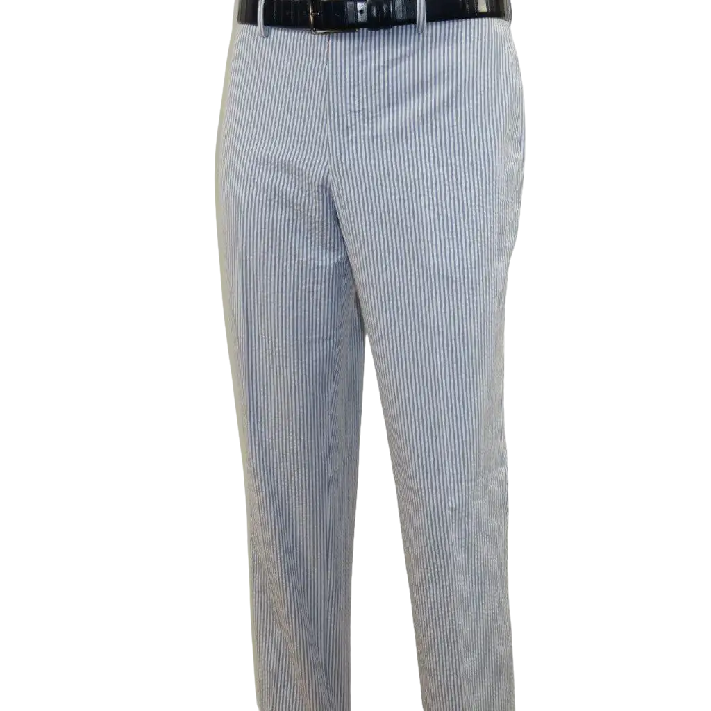 Men's Seersucker Suit Light Weight 100% Cotton By ENZO E58303-1 Blue