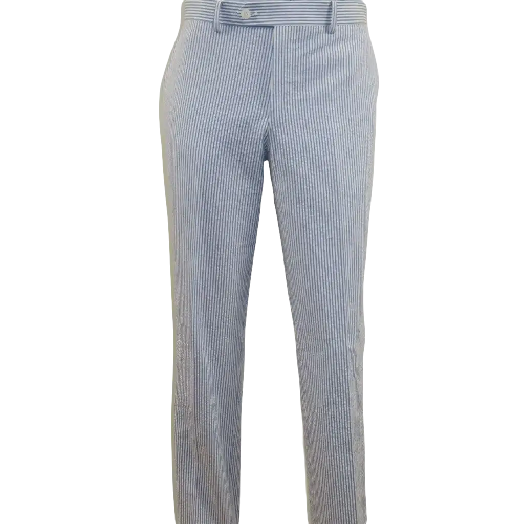 Men's Seersucker Suit Light Weight 100% Cotton By ENZO E58303-1 Blue