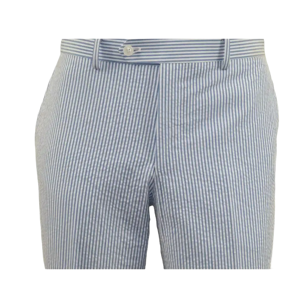 Men's Seersucker Suit Light Weight 100% Cotton By ENZO E58303-1 Blue