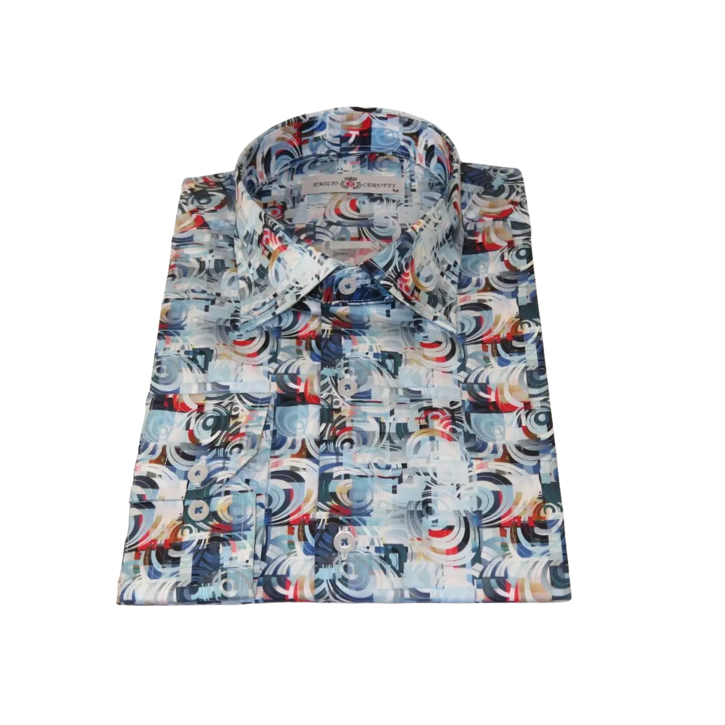 Men's EMILIO CERUTTI Sport Shirt 100% Cotton Long Sleeves #EMC12 Blue Gray