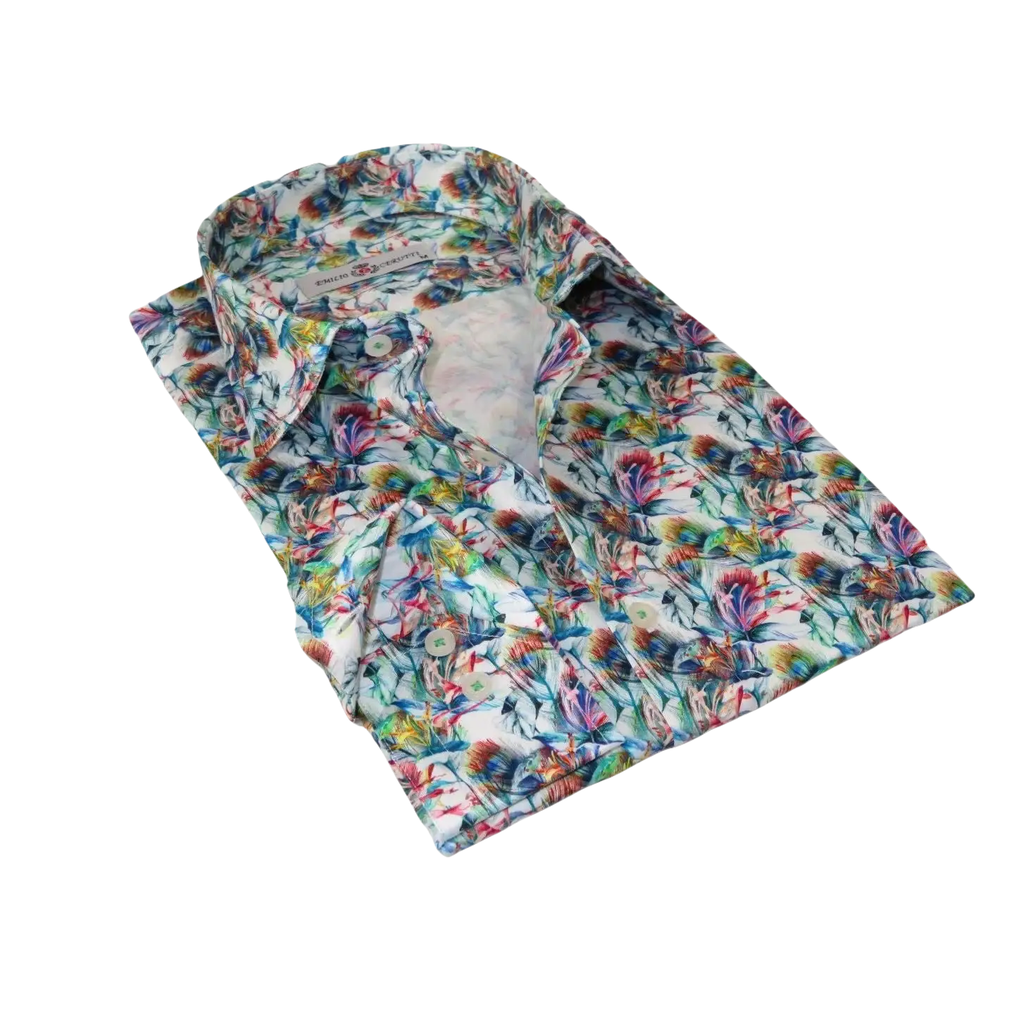 Men's EMILIO CERUTTI Sport Shirt 100% Cotton Long Sleeves #EMC11 Multi Green