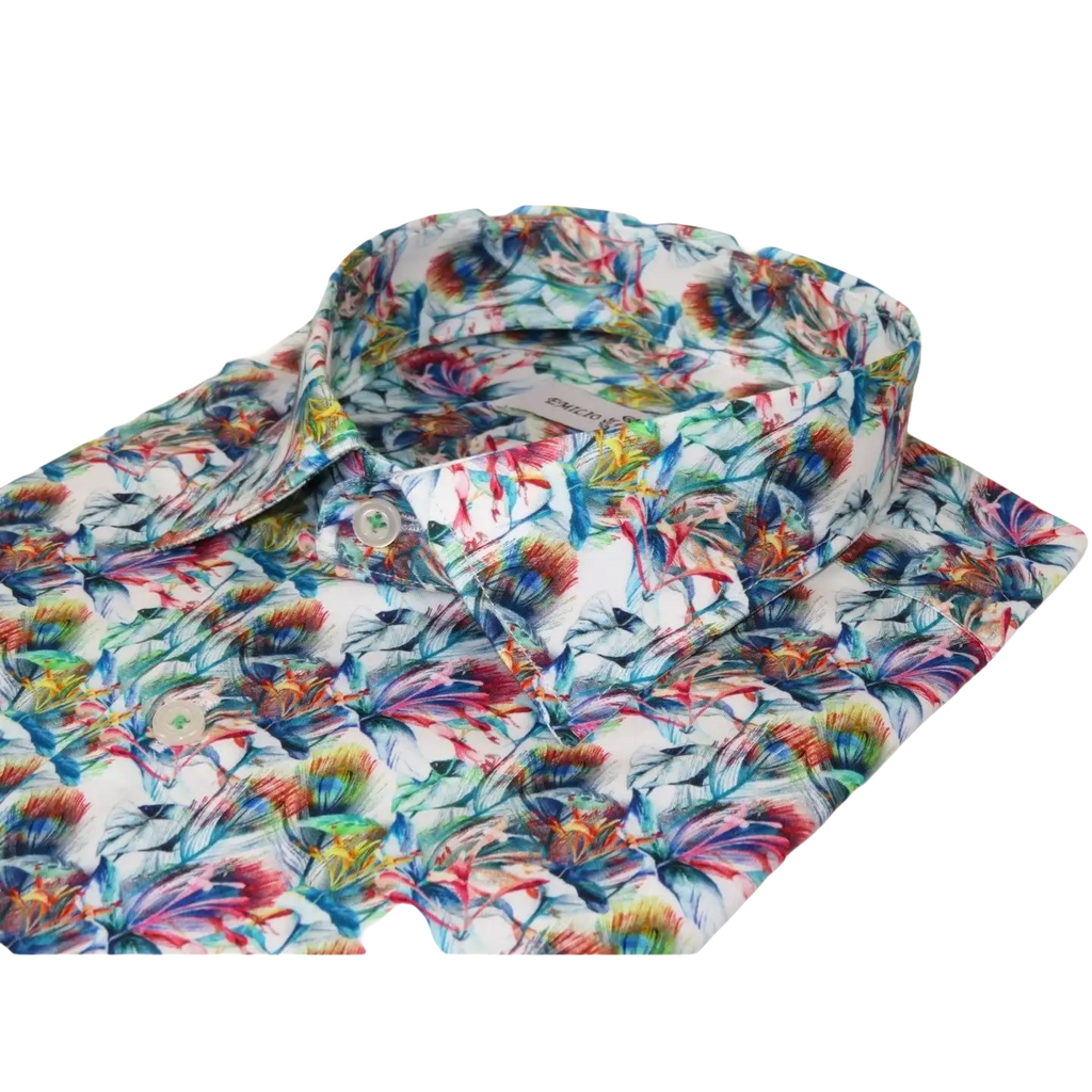 Men's EMILIO CERUTTI Sport Shirt 100% Cotton Long Sleeves #EMC11 Multi Green