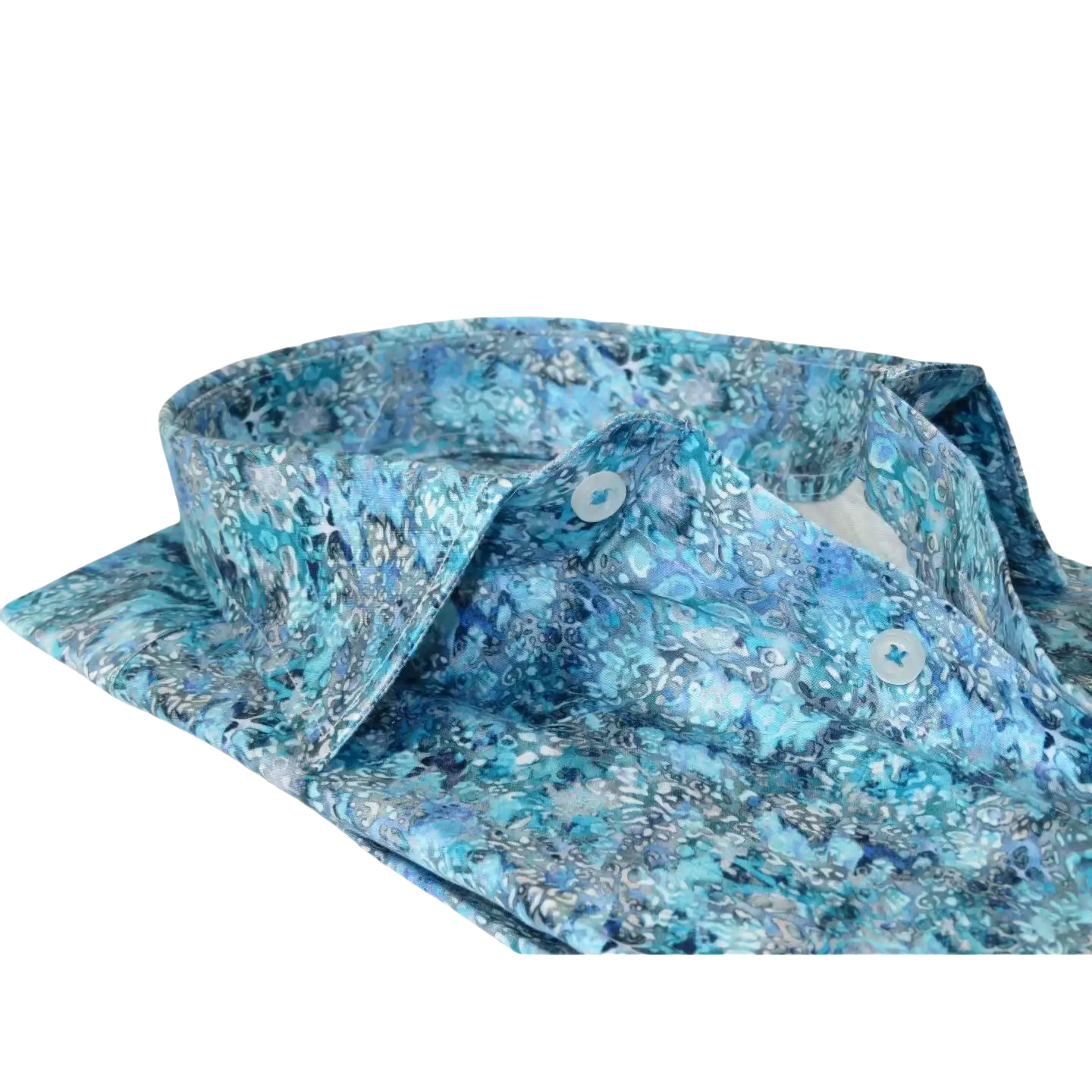 Men's EMILIO CERUTTI Sport Shirt 100% Cotton Long Sleeves #EMC1 Teal Floral