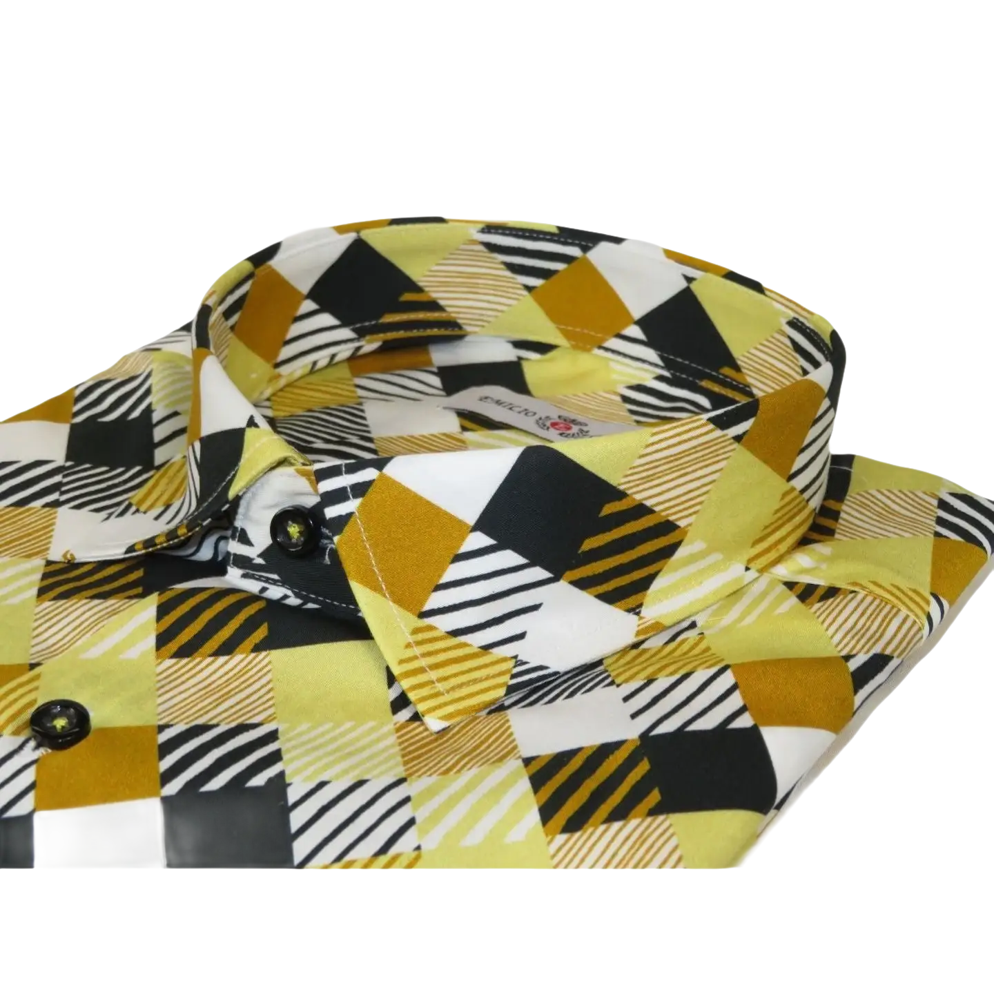 Men's EMILIO CERUTTI Sport Shirt 100% Cotton Long Sleeves #EMC2 Gold Geometric