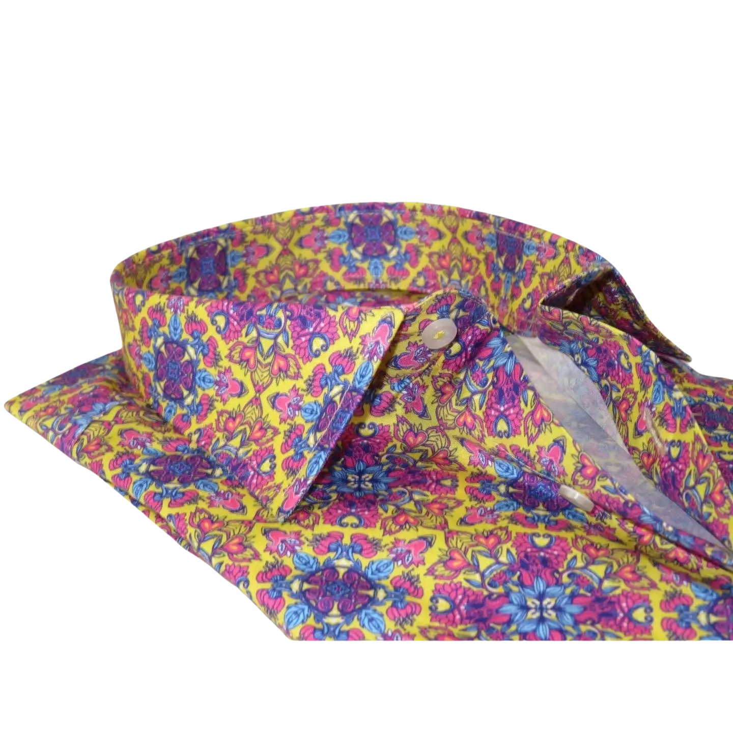 Men's EMILIO CERUTTI Sport Shirt 100% Cotton #EMC3 Multi Pink Floral