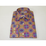 Men's EMILIO CERUTTI Sport Shirt 100% Cotton #EMC3 Multi Pink Floral