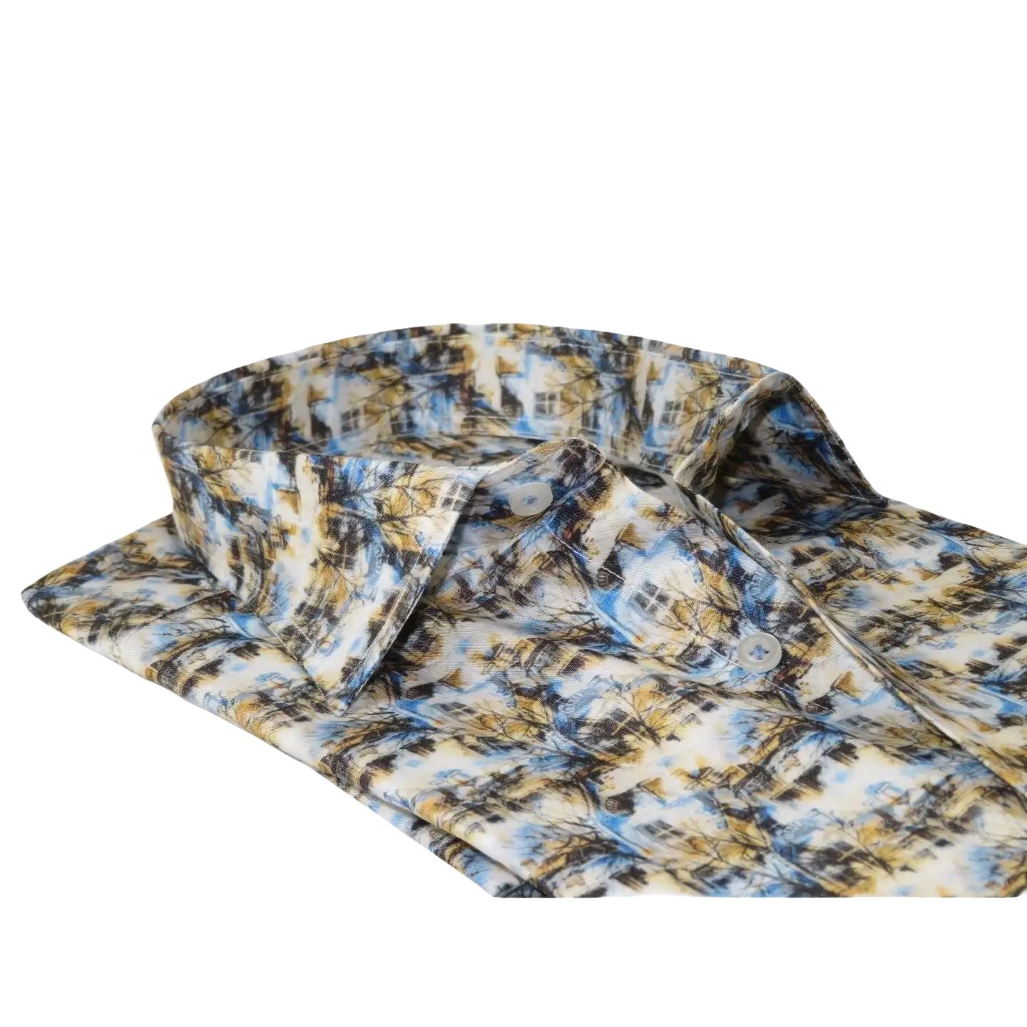 Men's EMILIO CERUTTI Sport Shirt 100% Cotton Long Sleeves #EMC4 Multi Blue
