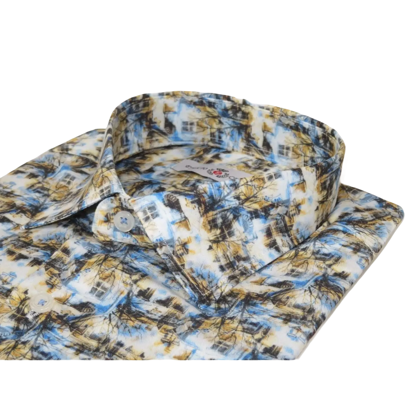 Men's EMILIO CERUTTI Sport Shirt 100% Cotton Long Sleeves #EMC4 Multi Blue