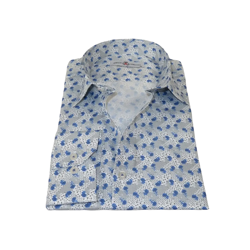Men's EMILIO CERUTTI Sport Shirt 100% Cotton #EMC5 Multi Gray Floral