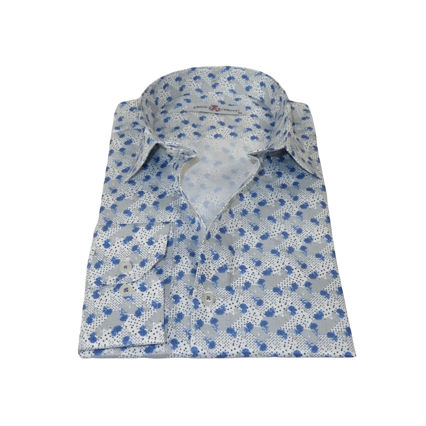 Men's EMILIO CERUTTI Sport Shirt 100% Cotton #EMC5 Multi Gray Floral