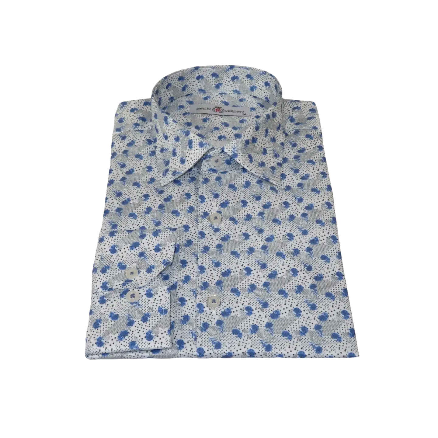 Men's EMILIO CERUTTI Sport Shirt 100% Cotton #EMC5 Multi Gray Floral