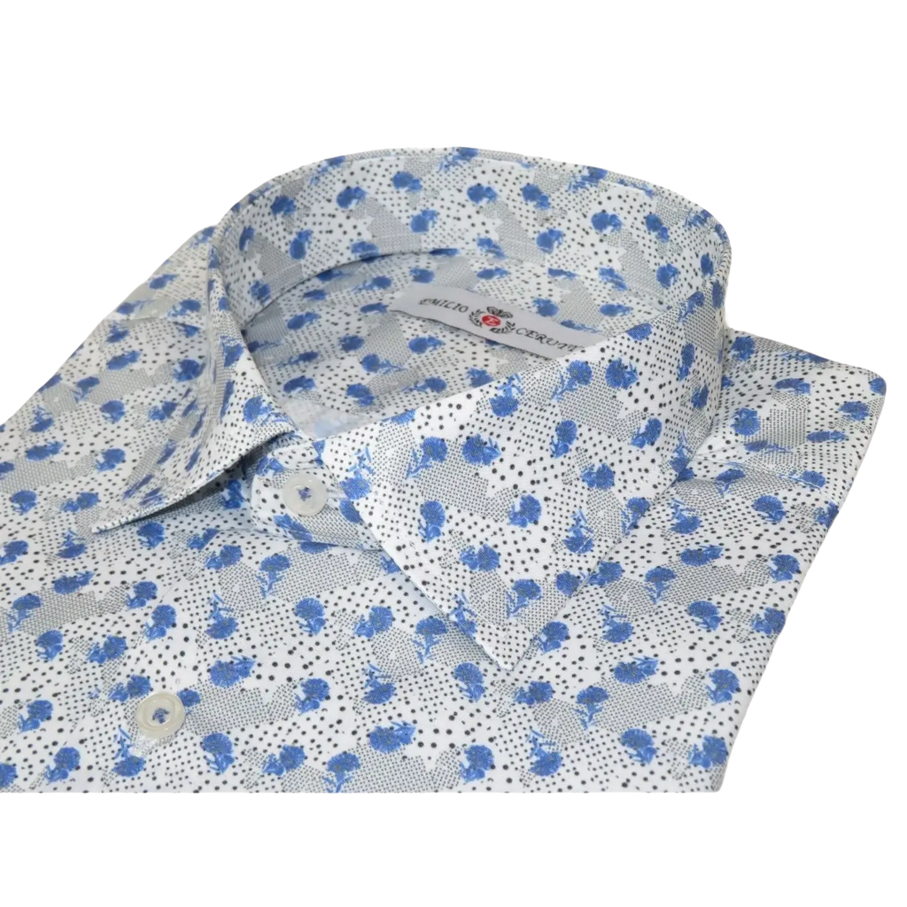 Men's EMILIO CERUTTI Sport Shirt 100% Cotton #EMC5 Multi Gray Floral