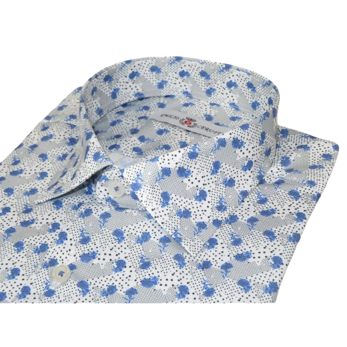 Men's EMILIO CERUTTI Sport Shirt 100% Cotton #EMC5 Multi Gray Floral