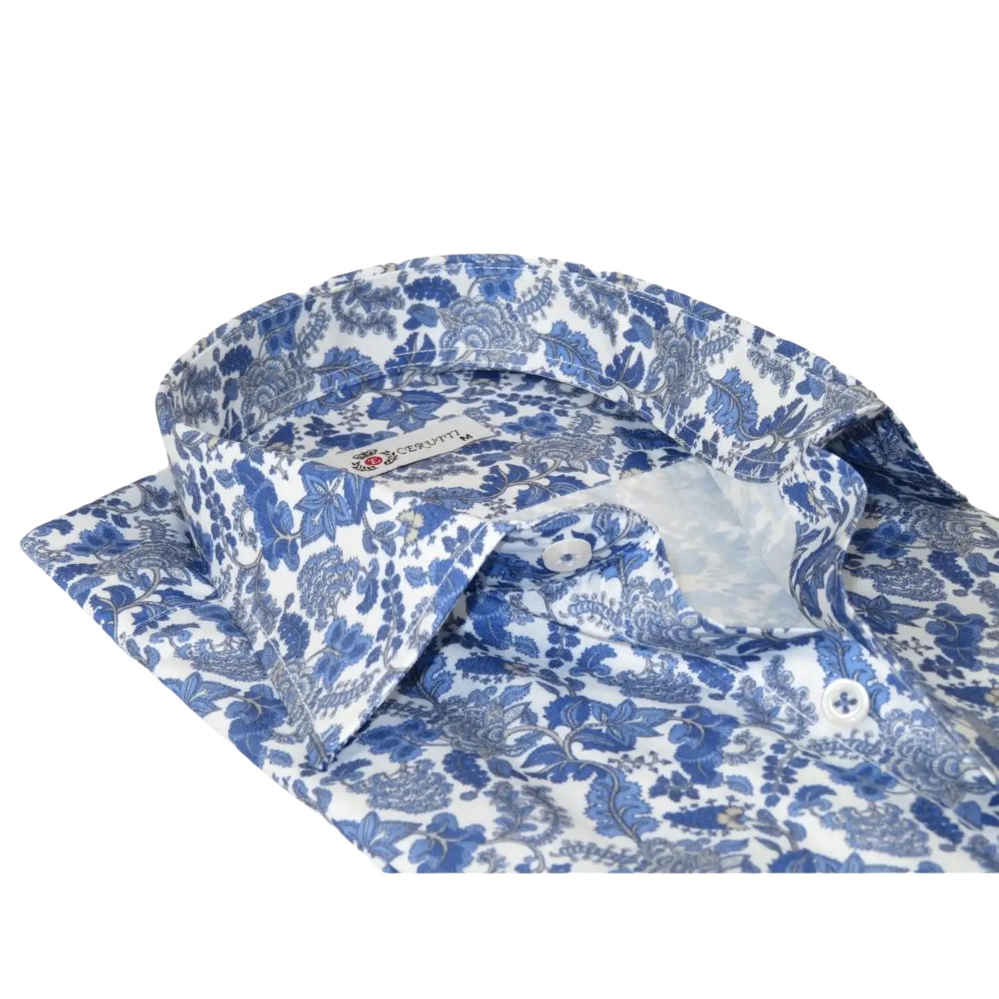 Men's EMILIO CERUTTI Sport Shirt 100% Cotton #EMC6 Multi Blue Floral