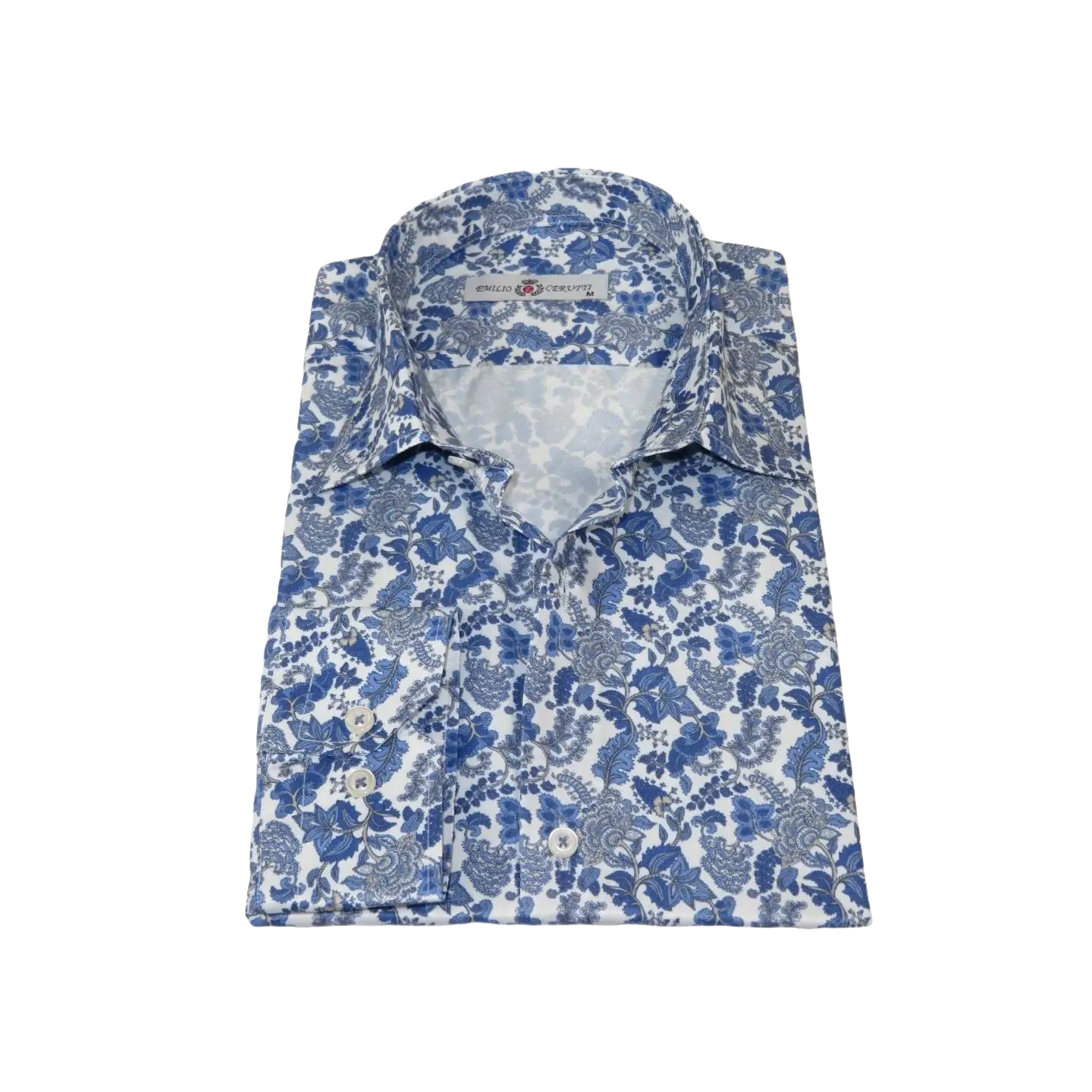 Men's EMILIO CERUTTI Sport Shirt 100% Cotton #EMC6 Multi Blue Floral