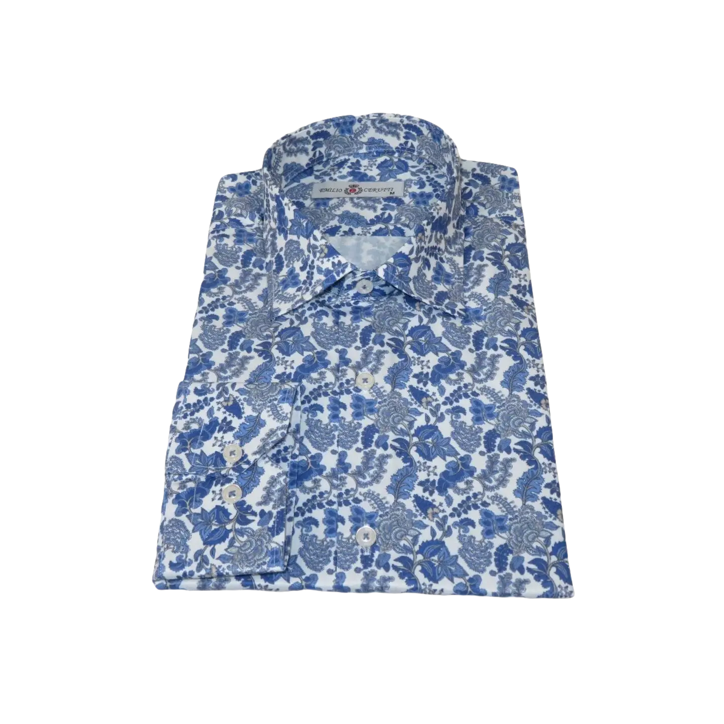 Men's EMILIO CERUTTI Sport Shirt 100% Cotton #EMC6 Multi Blue Floral