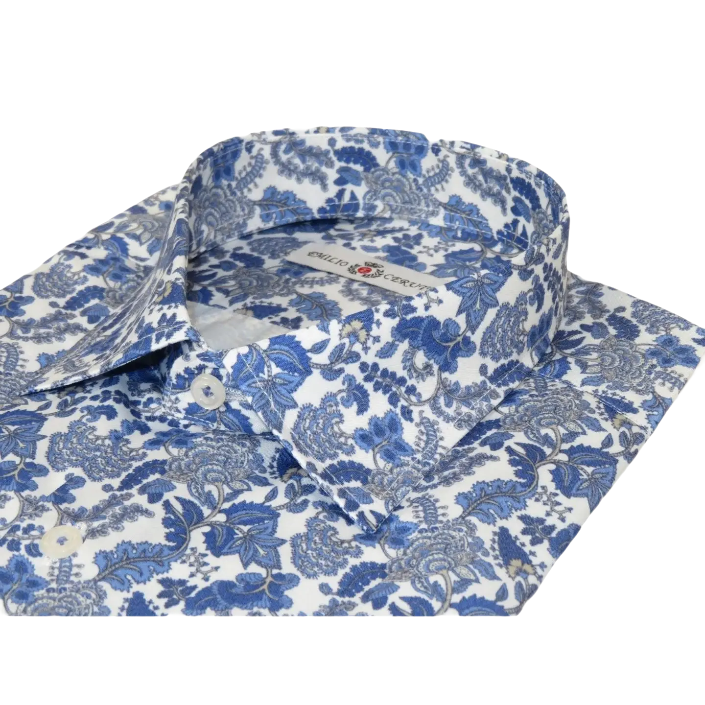 Men's EMILIO CERUTTI Sport Shirt 100% Cotton #EMC6 Multi Blue Floral