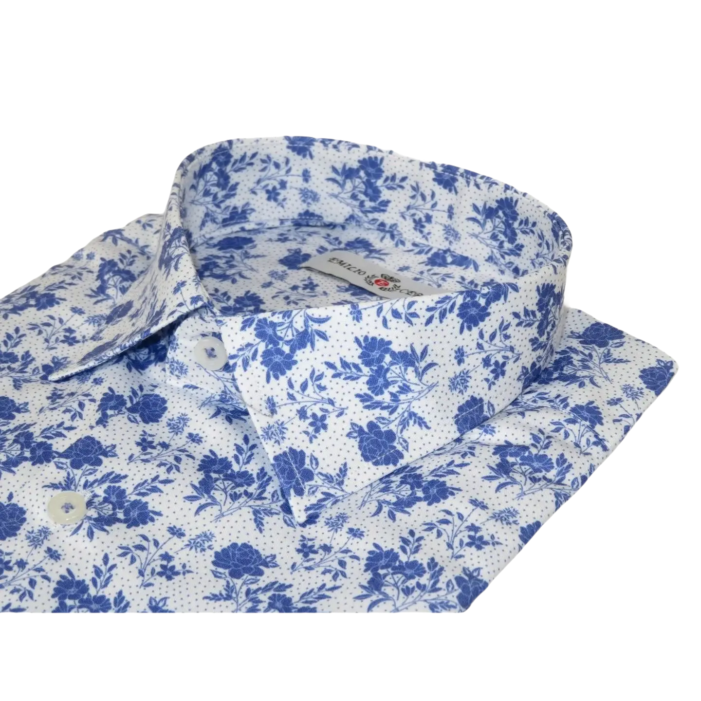 Men's EMILIO CERUTTI Sport Shirt 100% Cotton Long Sleeves #EMC7 White Multi