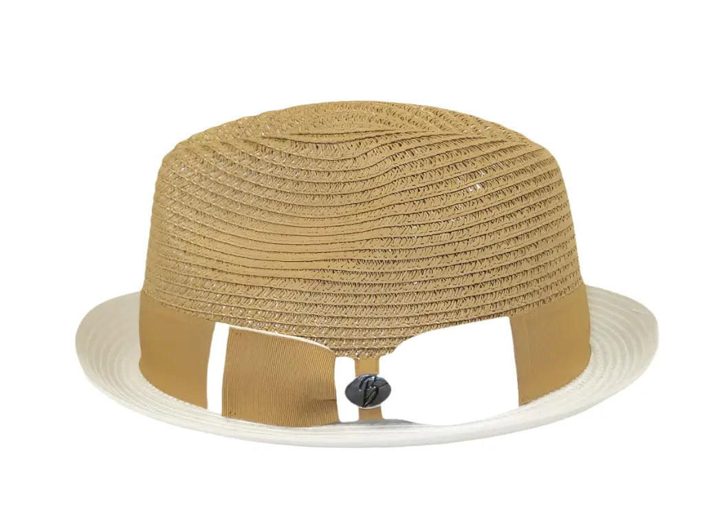Men's Bently Semi Crushable Fedora Briad Straw Hat Enzo EN204 Cognac White