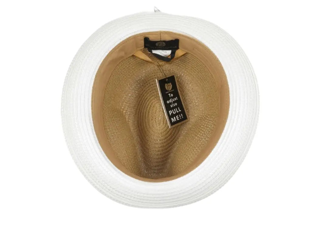 Men's Bently Semi Crushable Fedora Briad Straw Hat Enzo EN204 Cognac White