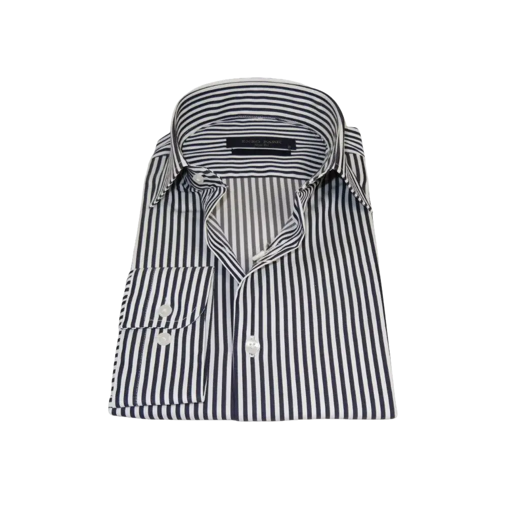 Men's Dress Shirt ENZO PARK Turkey 100% Cotton Breathable Enzo10 Black Stripe